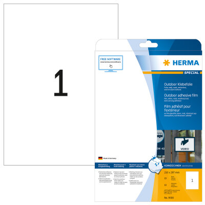 Herma Etiketten für Outdoor stark haftend 210 x 297 mm weiss Folie wetterfest 10 Bl 10 Etik. LaserCopy