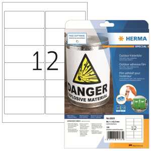 Herma Etiketten Outdoor stark 99,1 x 42,3 mm weis Folie 10 Bl 120 Etik