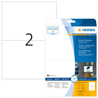 Herma Etiketten für Outdoor stark haftend 210 x 148 mm weiss Folie wetterfest 10 Bl 20 Etik. LaserCopy