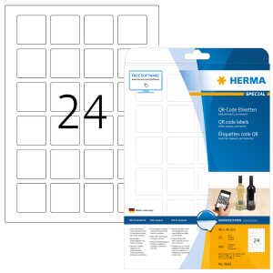 QR-Code Etiketten A4, 40 x 40 mm, weiß, blickdicht, permanent haftend