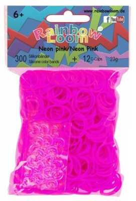 Rainbow Loom Neon Pink 300 Bänder + 12 C-Clip