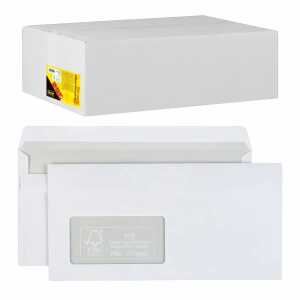 Briefumschläge DIN lang, 75 g/m², selbstkl, 1000 Stück, mit Fenster