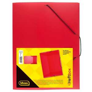 IDENA Idena Heftbox A4 Gummizug PP transluzent rot, Stärke ca. 0,7mm