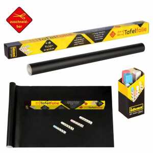 Tafelfolie schwarz 45x200cm,+4 Kreiden sort.