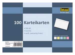 IDENA Idena Karteikarten A6 liniert weiß 100 Stück, 180g/m²