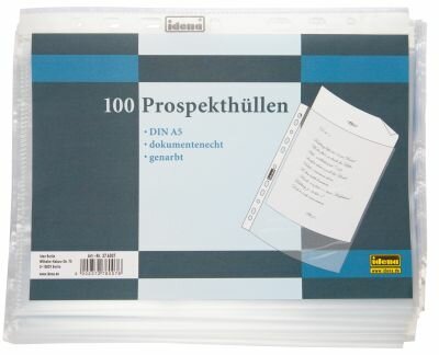 Idena 376007 - Prospekthüllen DIN A5, 100 Stück, genarbt