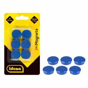 IDENA Idena Magnete rund 6 Stück, blau, Ø24mm