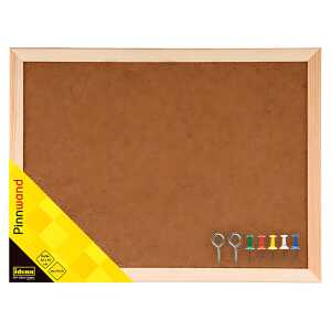Idena 568021 Pinnwand, mit Holzrahmen, inkl 2 Schrauben und 5 Pinnwand