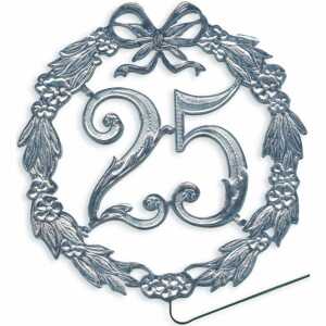 DEMMLER Festliche Zahl 25 silber 13cm mit Draht