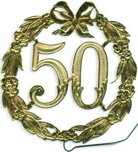DEMMLER Festliche Zahl 50 gold 13cm mit Draht