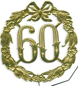 DEMMLER Festliche Zahl 60 gold 13cm mit Draht