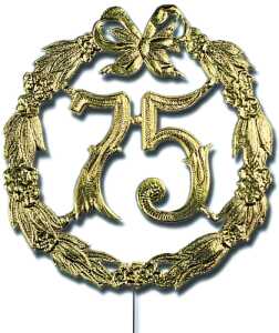 DEMMLER Festliche Zahl 75 gold 13cm mit Draht