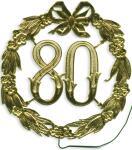 DEMMLER Festliche Zahl 80 gold 13cm mit Draht