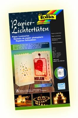 Lichtertüten Papier 5 St. Herzen 24,5 x 14 x 8,5cm