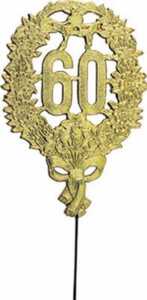 DEMMLER Festliche Zahl 60 gold 8x12cm mit Draht