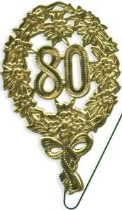 DEMMLER Festliche Zahl 80 gold 8x12cm mit Draht