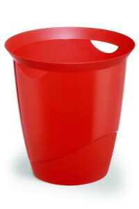 Papierkorb TREND, PP, rund, 315 x 330 mm (ØxH),16 l, transparent rot