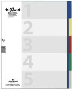 Durable Ordnerregister A4 5tlg überbr farbige beschriftbare Taben