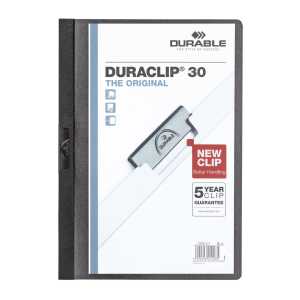 Durable Klemm-Mappe DURACLIP 30 A4 sw für 30 Blatt transp Deckblatt
