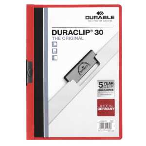 Durable Klemm-Mappe DURACLIP 30 A4 rt für 30 Blatt transp Deckblatt