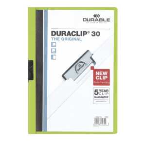 Durable Klemm-Mappe DURACLIP 30 A4 gn für 30 Blatt transp Deckblatt