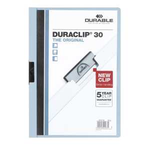 Durable Klemm-Mappe DURACLIP 30 A4 bl für 30 Blatt transp Deckblatt