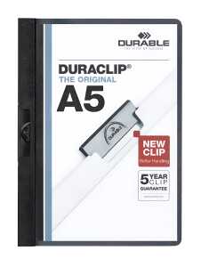 Durable Klemm-Mappe A5 sw 30Blatt DURACLIP transp.Deckblatt
