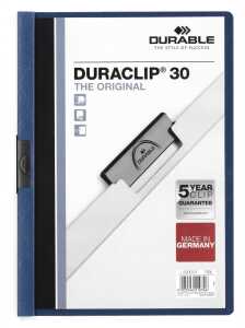Durable Klemm-Mappe DURACLIP d bl 5St DIN A4 für 30 Blatt SB Pack