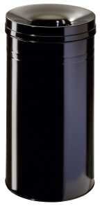 Papierkorb SAFE+ rund 30, Stahl, Flammenlöschkopf Alu, 30 l, schwarz