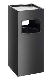 Durable Papierkorb Metall eckig sw mit Aschenbechereinsatz