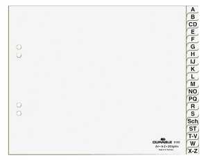 Durable Ordnerregister A4 teildeckend ws 20tlg A-Z geprägt