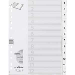 Durable Ordnerregister 1-12 für A4 ws geprägte Taben mit Deckblatt