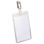 Durable Namensschild 90x60mm tr 25St mit Clip Hochformat