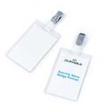 Durable Namensschild 90x60mm tr 25St mit Clip Hochformat