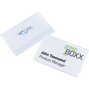 Durable Namensschild 54x90mm tr 50St mit Wellennadel