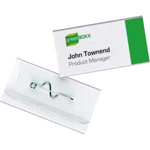 Durable Namensschild 30x60mm tr 100St mit Wellennadel