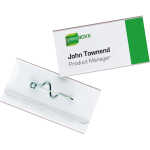 Durable Namensschild 30x60mm tr 100St mit Wellennadel