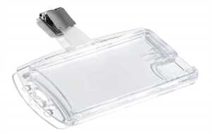 Namensschild Doppelbox mit Clip für 2 Betriebs-/Sicherheitseinr transp