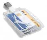 Namensschild Doppelbox mit Clip für 2 Betriebs-/Sicherheitseinr transp