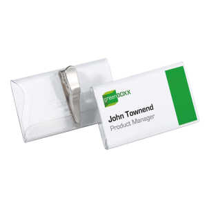 Durable Namensschild 40x75mm tr 25St mit Krokoklemme