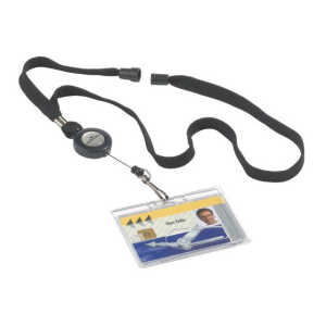 Durable Textilband m Ausweishalter sw Band in 10mm Breite