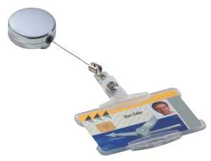 Durable Ausweishalter Chrome si 10St aus Metall mit Druckknopf