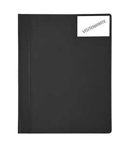 Schnellhefter mit weissen Heftzungen, Taschen vorn+innen,A4, schwarz