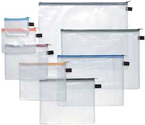 FSY Set von 6 PVC Beuteln mit Zip, farb sortiert, 1 Stück