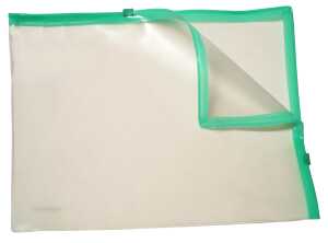 FSY Klarsicht-Sammelbeutel für A4, mit 2 Plastik-Zips, PVC, Zipp grün