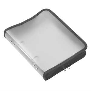 Reißverschluss-Portfolio, A5, PP farblos, 2-Ring-Mechanik, Zip schwarz