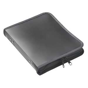 Reißverschluss-Portfolio, A5, PP anthrazit, 2-Ring-Mechanik, Zip grau