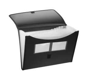 FSY Fächer-Tasche PP, 12er, Standard, Saumband, schwarz, 1 Stück