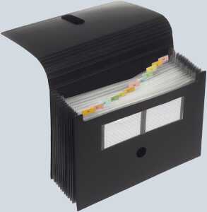 FSY voll ausziehbare Fächertasche, PP, 12er, schwarz, 1 Stück