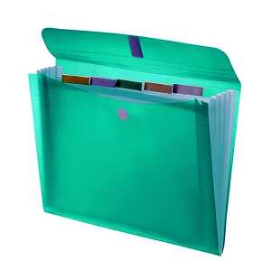 FSY Fächertasche "light" mit 5 Fächern+Reitern, A4, PP, grün transp.